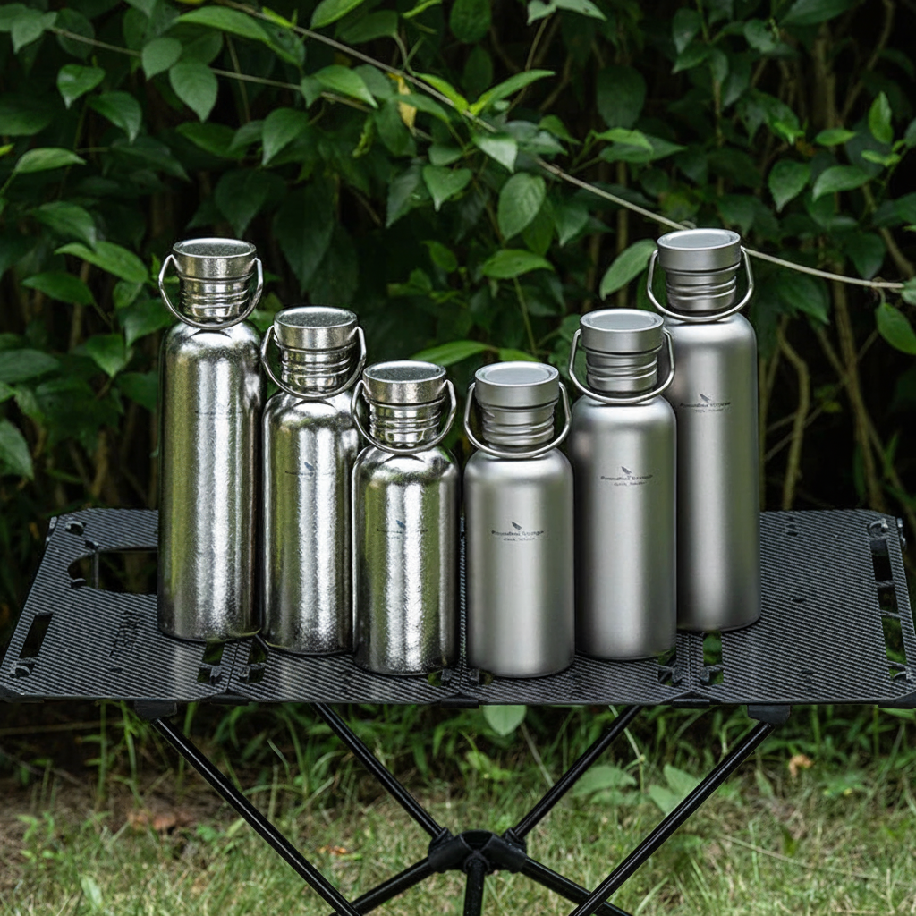 6 gourdes titanium table camping