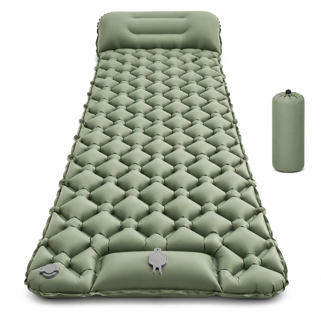 Matelas de camping autogonflant avec pompe à pied intégré en nylon TPU imperméable avec oreiller