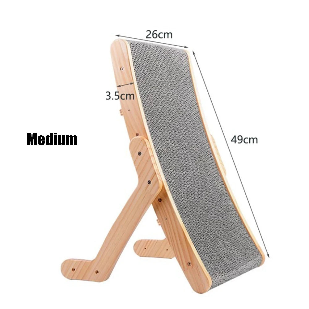 Griffoir Carton 3-en-1 avec Cadre en Bois – Lit Grattoir Réversible, Jouet & Meuble pour Chat
