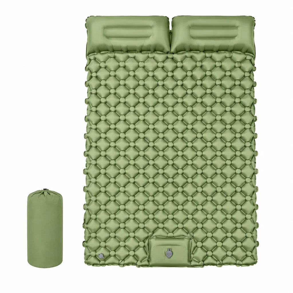 Matelas de camping autogonflant avec pompe à pied intégré en nylon TPU imperméable avec oreiller