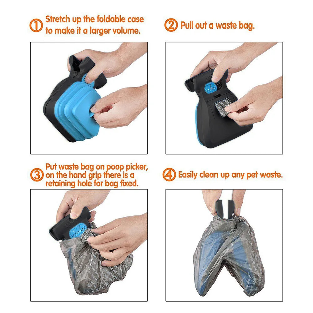 Ramasse-Crottes Pliable pour Chien avec 1 Rouleau de Sacs Biodégradables – Ramasseur de Déjections Hygiénique
