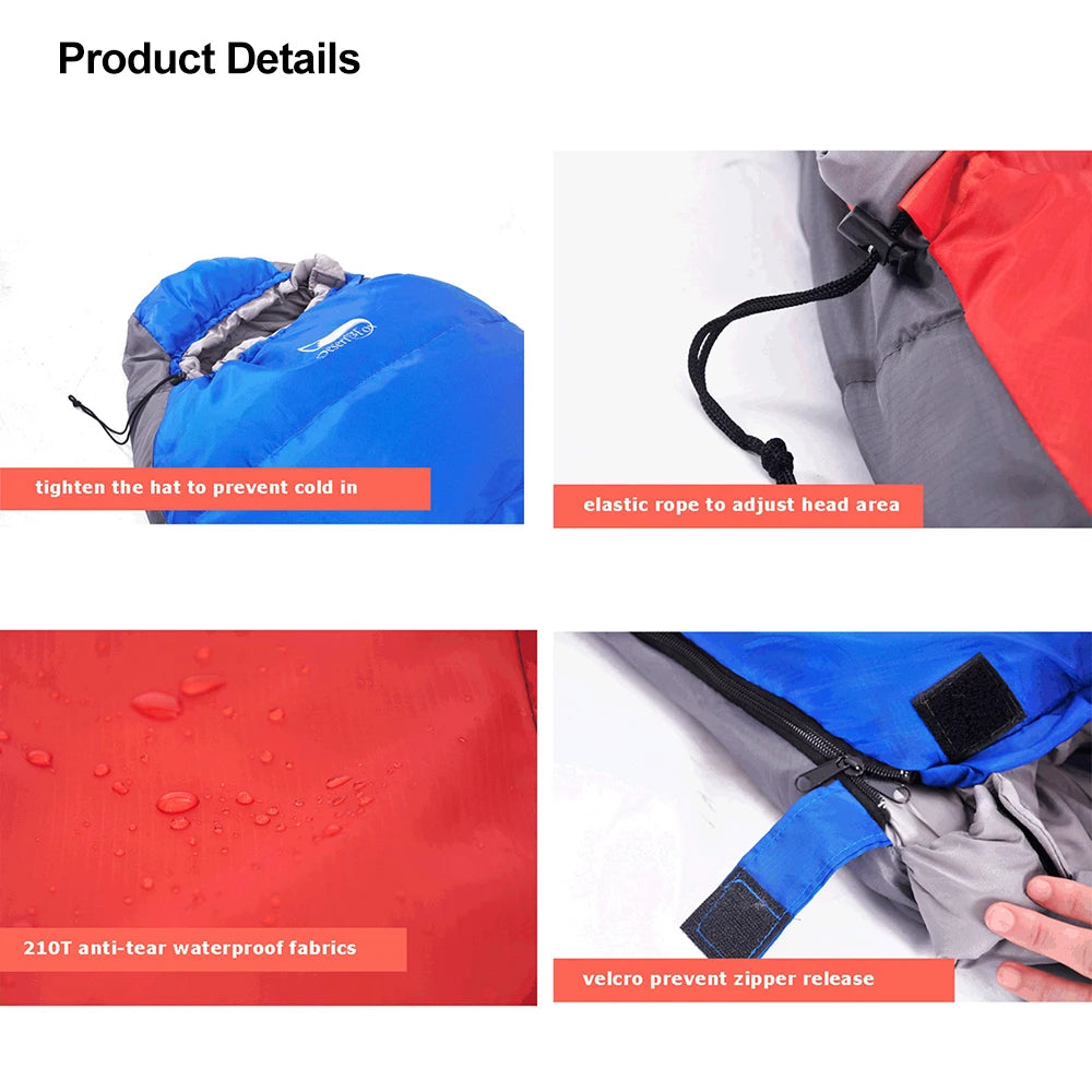 Sac de Couchage Momie Hiver – Coton Chaud avec Sac de Compression, Couverture Portable pour Camping et Randonnée