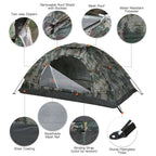 Tente de Camping Ultra-Légère 1/2 Personnes Couche Simple, Anti-UV UPF 30+, Randonnée & Camping