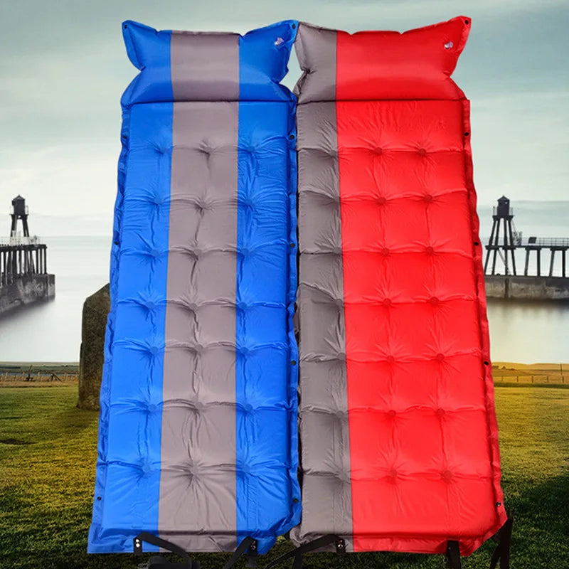 Matelas Auto-Gonflant avec Oreiller Intégré – Tapis de Camping Portable Léger pour Voyage et Randonnée