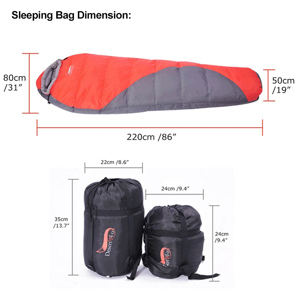 Sac de Couchage Momie Hiver – Coton Chaud avec Sac de Compression, Couverture Portable pour Camping et Randonnée
