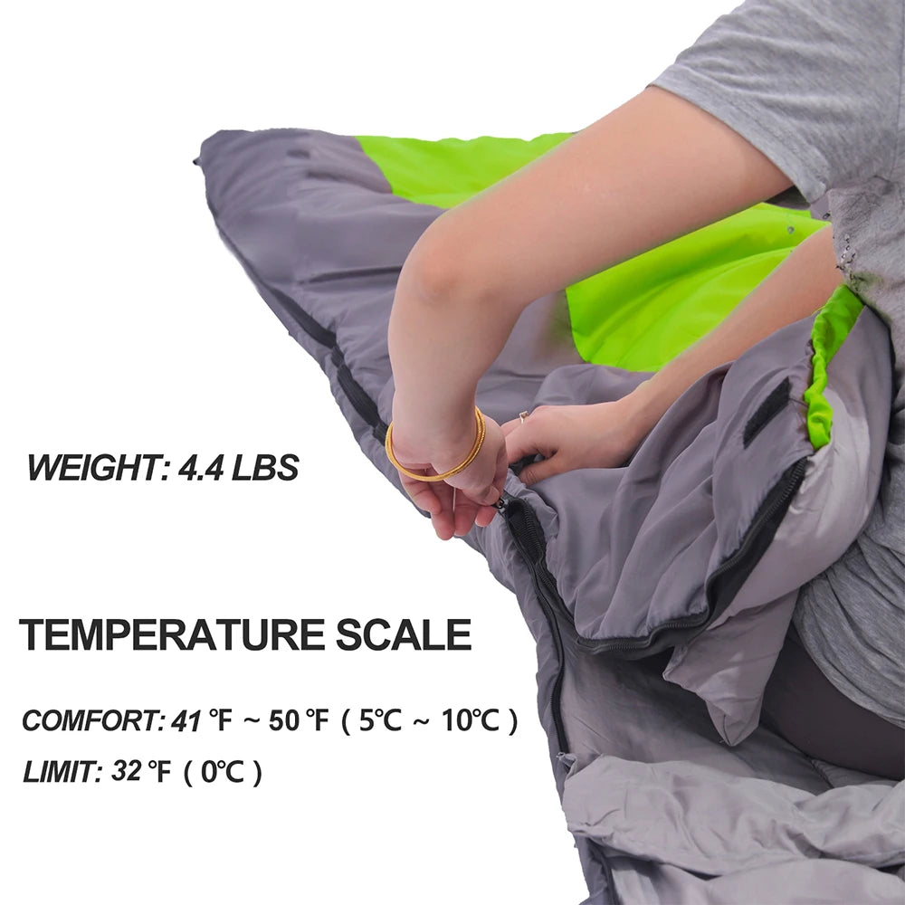 Sac de Couchage Chaud Hiver – Enveloppe Grand Format 220x85cm – Adultes – Camping, Randonnée