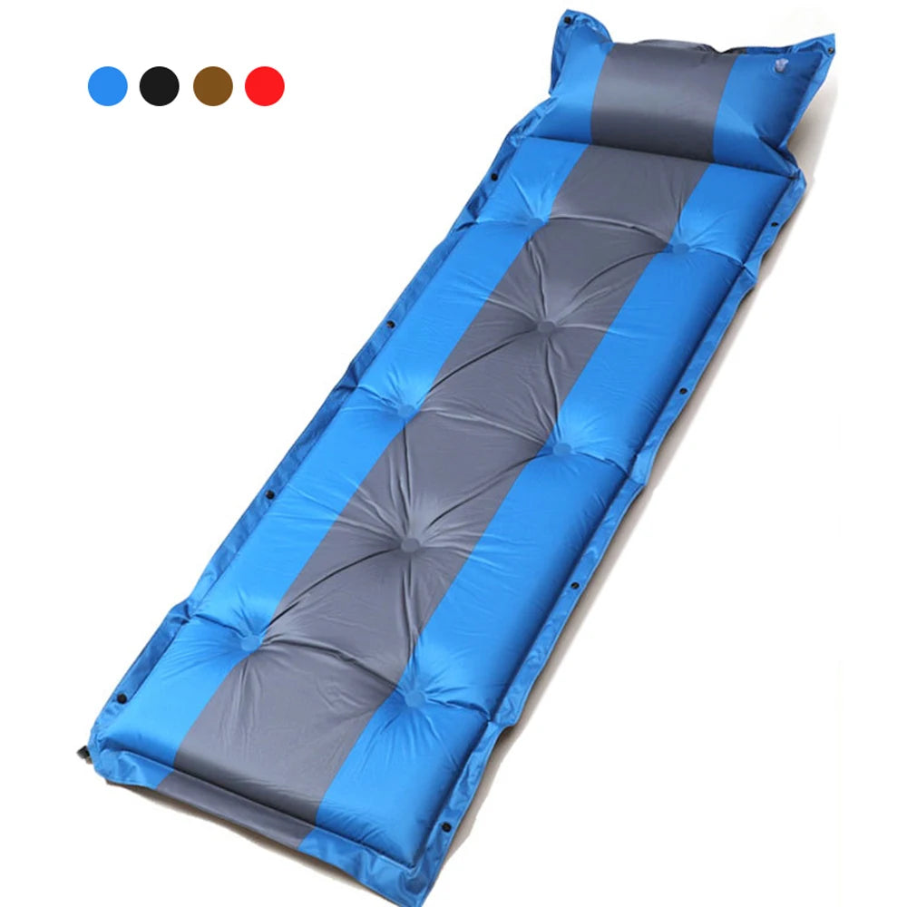 Matelas Auto-Gonflant avec Oreiller Intégré – Tapis de Camping Portable Léger pour Voyage et Randonnée