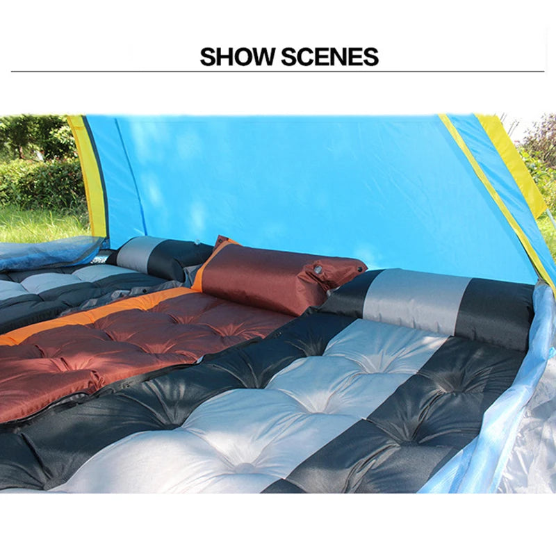 Matelas Auto-Gonflant avec Oreiller Intégré – Tapis de Camping Portable Léger pour Voyage et Randonnée