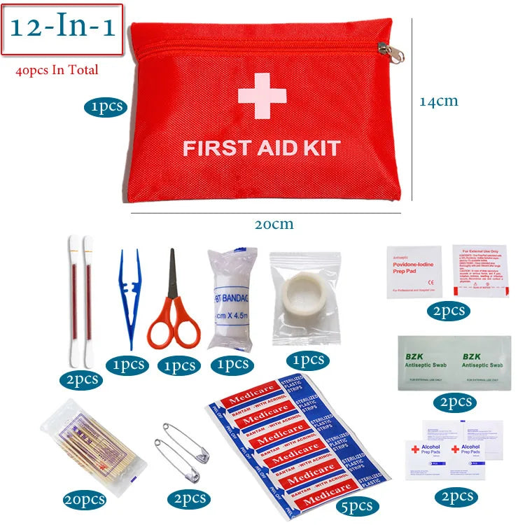 Trousse de Premiers Secours Portable Imperméable – Kit d'Urgence pour Camping, Randonnée, Voyage et Pêche
