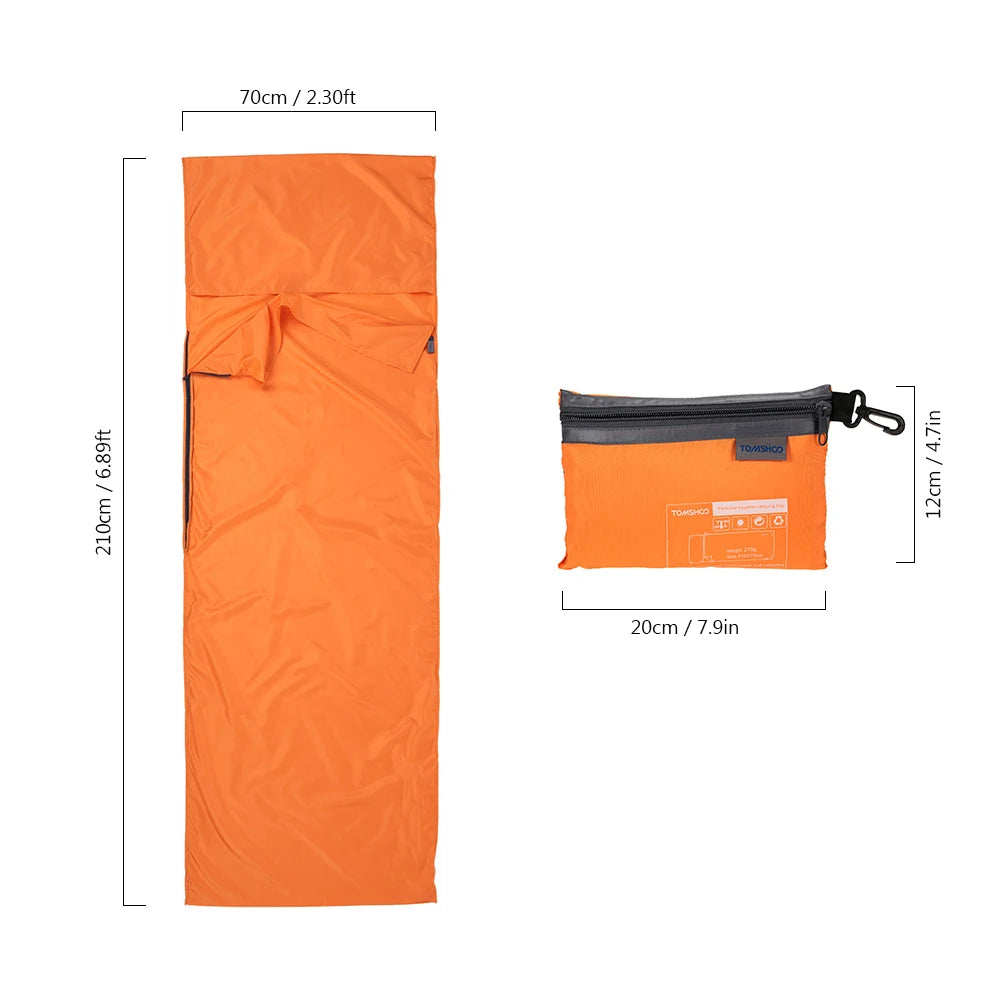TOMSHOO Doublure de Sac de Couchage Portable 70x210cm – Polyester Pongee avec Taie d'Oreiller Intégrée