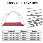Mâts de Tente en Aluminium – 1 Paire de Tiges Légères de Remplacement pour Tente, Abri Solaire, Accessoires Camping