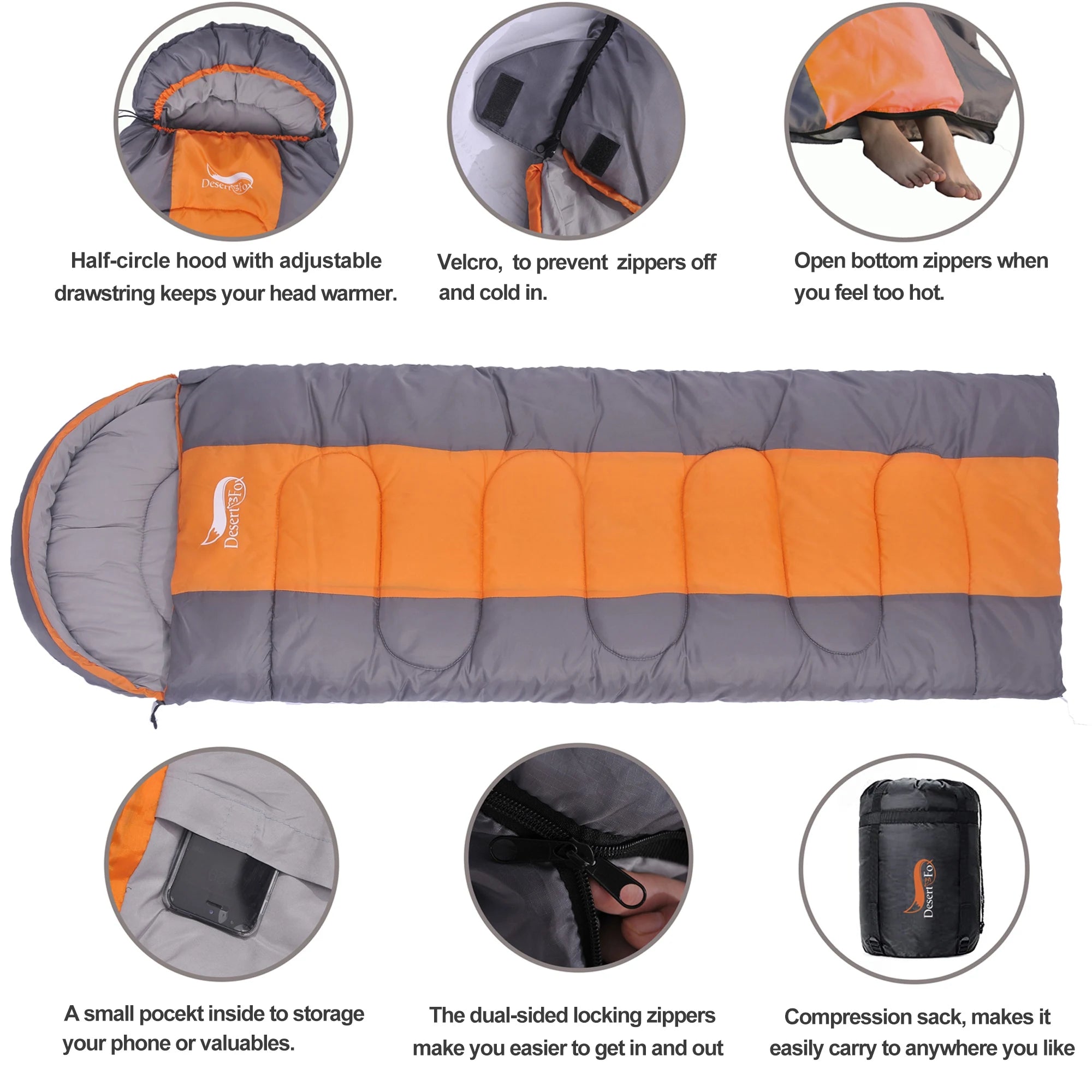 Sac de Couchage Chaud 4 Saisons – Adultes & Enfants, Camping, Randonnée, Voyage avec Sac de Compression