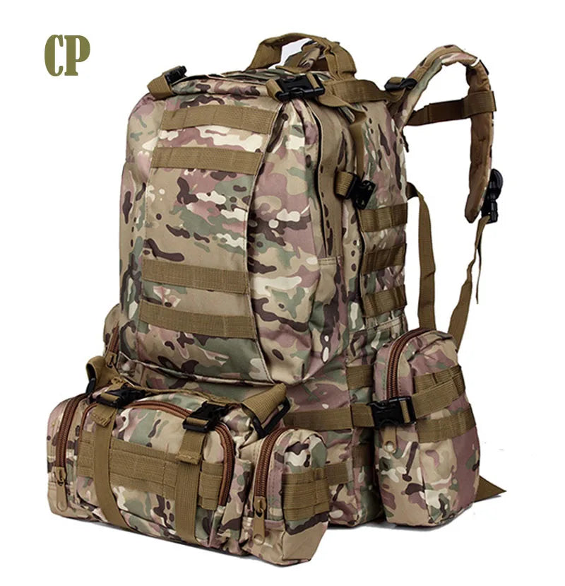 Sac à Dos Tactique 55L Molle – Nylon Haute Capacité pour Camping, Randonnée, Chasse et Voyage