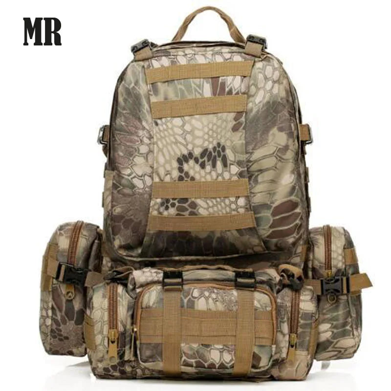 Sac à Dos Tactique 55L Molle – Nylon Haute Capacité pour Camping, Randonnée, Chasse et Voyage