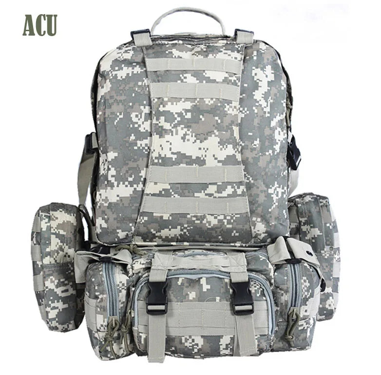 Sac à Dos Tactique 55L Molle – Nylon Haute Capacité pour Camping, Randonnée, Chasse et Voyage