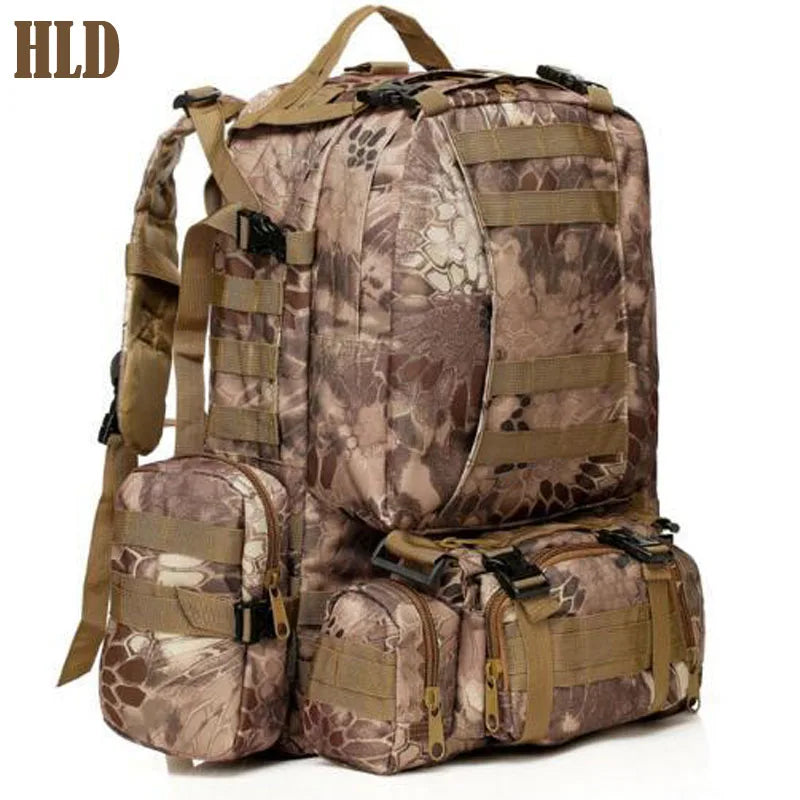 Sac à Dos Tactique 55L Molle – Nylon Haute Capacité pour Camping, Randonnée, Chasse et Voyage