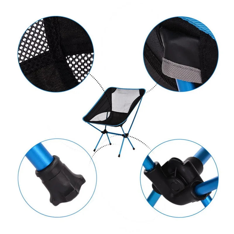 Chaise de Camping Pliable Légère et Compacte – Chaise Portable pour Plage, Pêche, Randonnée, Pique-Nique, Voyage
