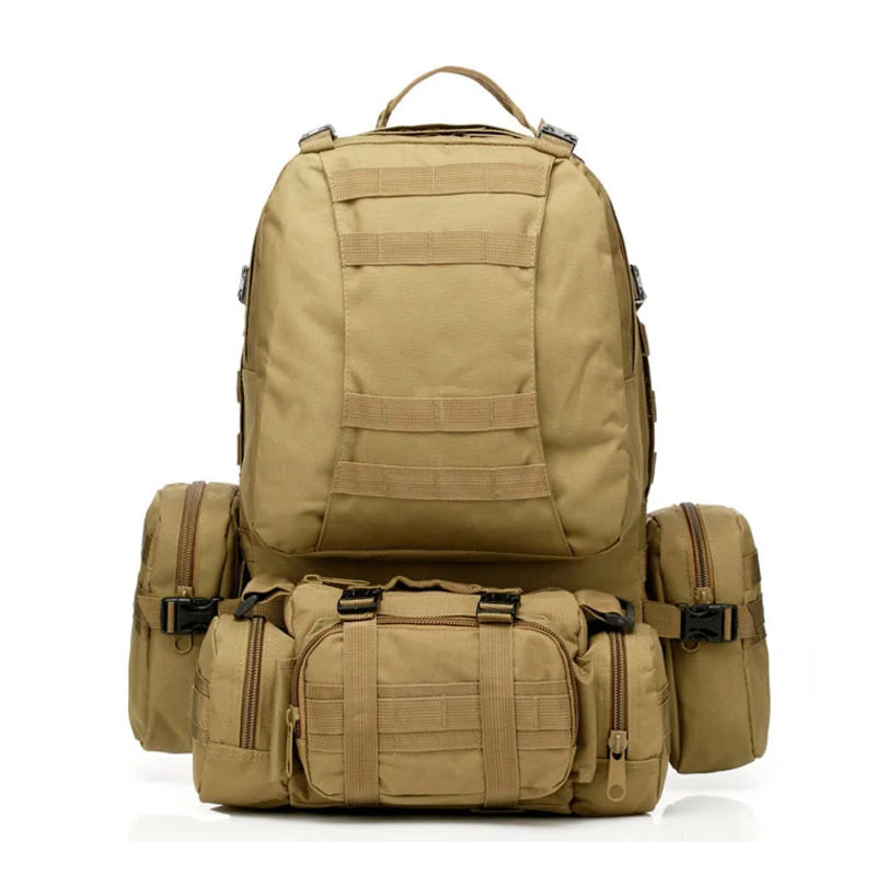 Sac à Dos Tactique 55L Molle – Nylon Haute Capacité pour Camping, Randonnée, Chasse et Voyage