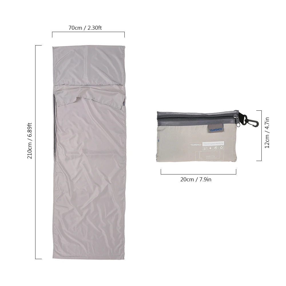 TOMSHOO Doublure de Sac de Couchage Portable 70x210cm – Polyester Pongee avec Taie d'Oreiller Intégrée