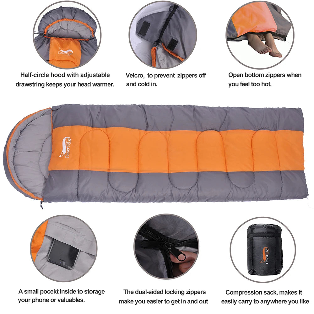 Sac de Couchage Chaud Hiver – Enveloppe Grand Format 220x85cm – Adultes – Camping, Randonnée