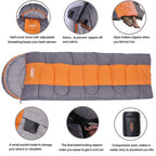 Sac de Couchage Chaud Hiver – Enveloppe Grand Format 220x85cm – Adultes – Camping, Randonnée