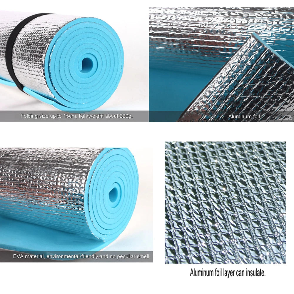 Tapis de Camping EVA Film Aluminium - Matelas Léger Imperméable Isolant pour Randonnée, Plage, Yoga, Pique-nique