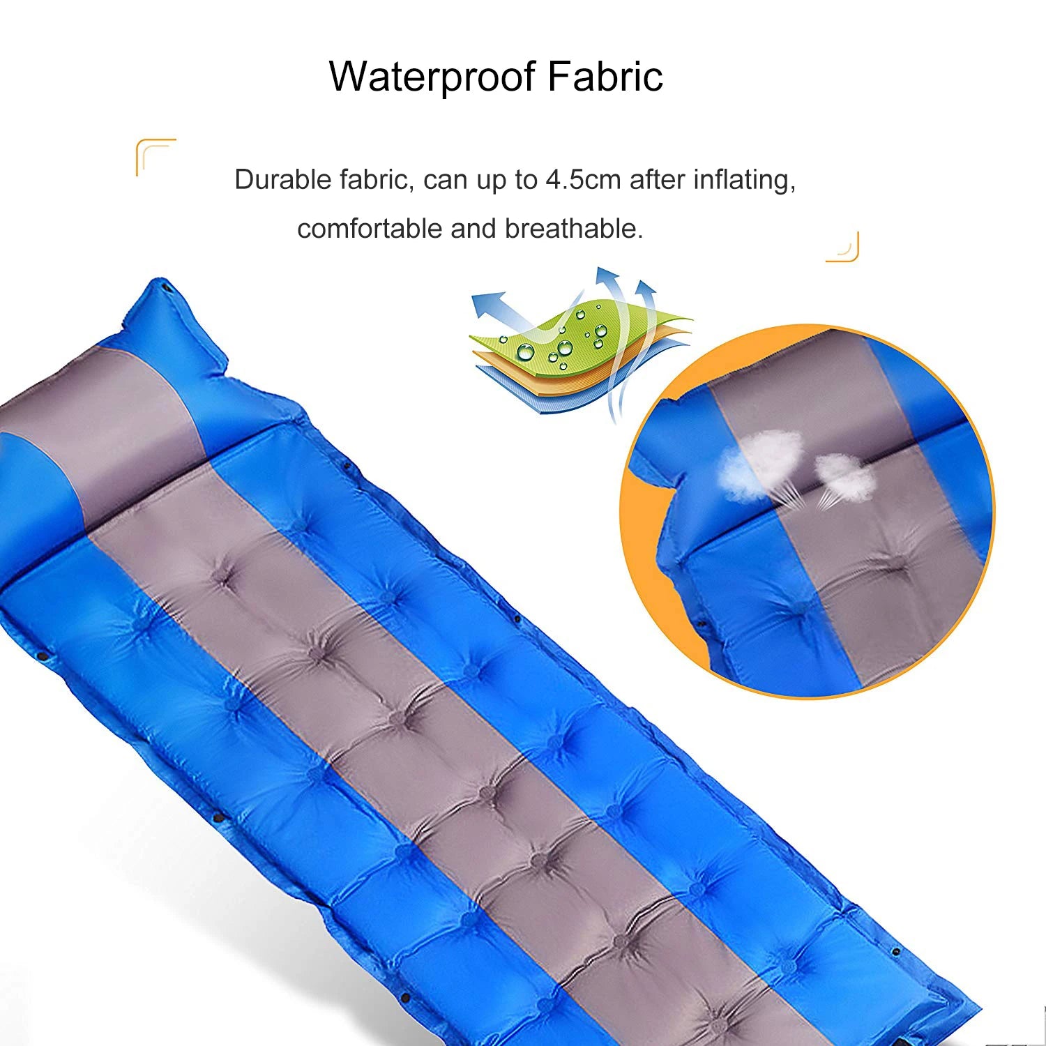 Matelas Auto-Gonflant avec Oreiller Intégré – Tapis de Camping Portable Léger pour Voyage et Randonnée