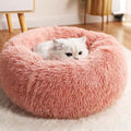 Corbeille Ronde en Peluche Rayée pour Chat et Chien – Douce, Chaude, Sommeil Profond