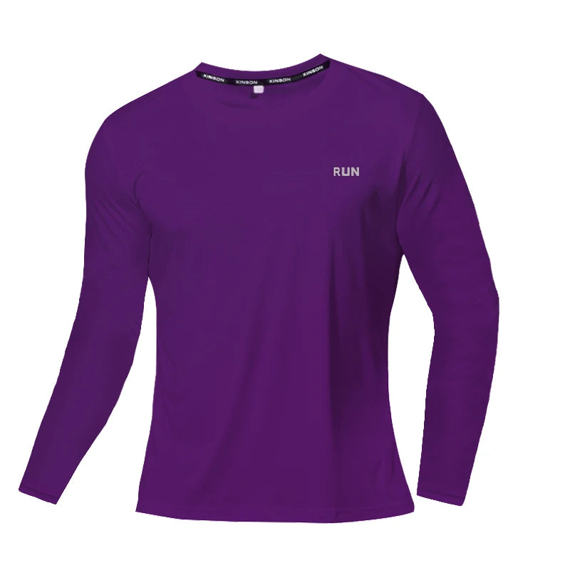 T-shirt de sport à manches longues en soie glacée pour homme