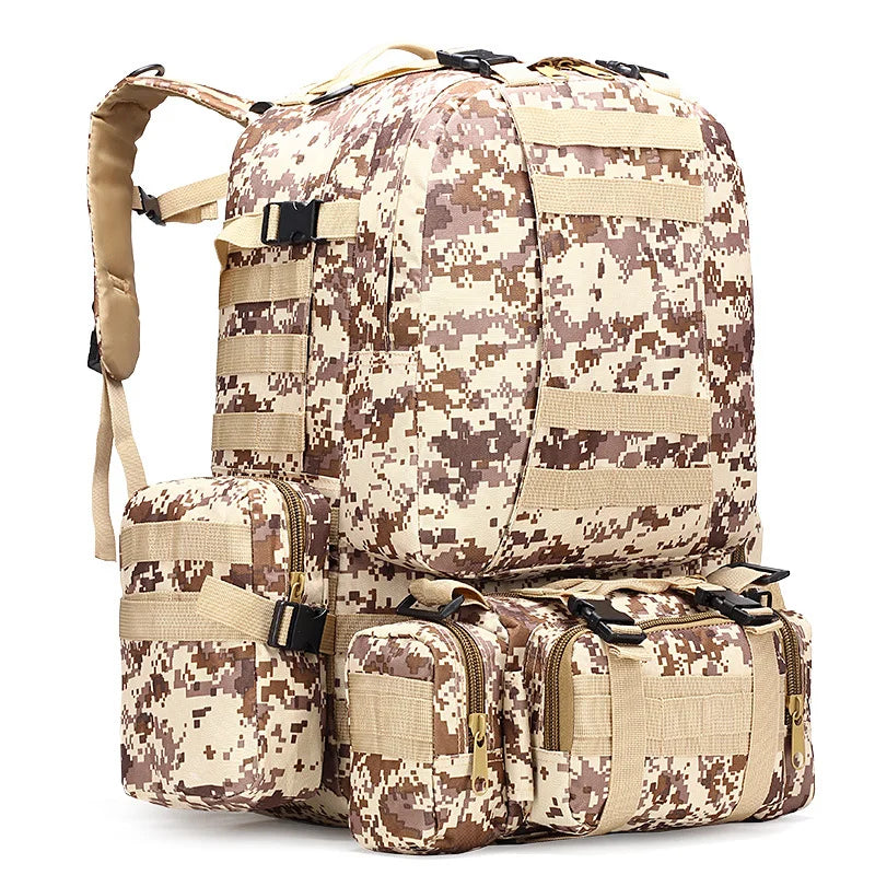 Sac à Dos Tactique 55L Molle – Nylon Haute Capacité pour Camping, Randonnée, Chasse et Voyage