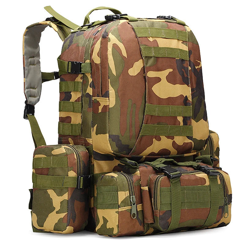 Sac à Dos Tactique 55L Molle – Nylon Haute Capacité pour Camping, Randonnée, Chasse et Voyage