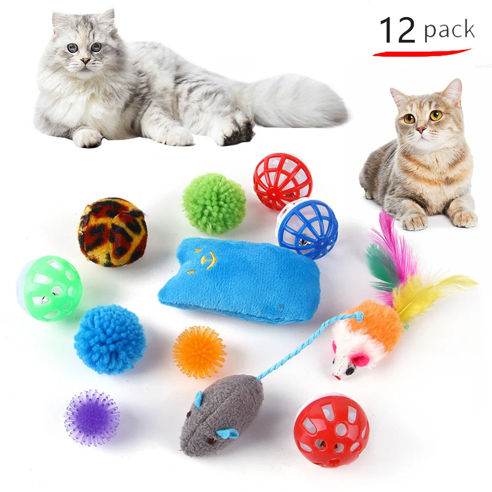 Set de Jouets Variés pour Chatons : Canne, Souris Sisal, Balle à Grelot et Accessoires