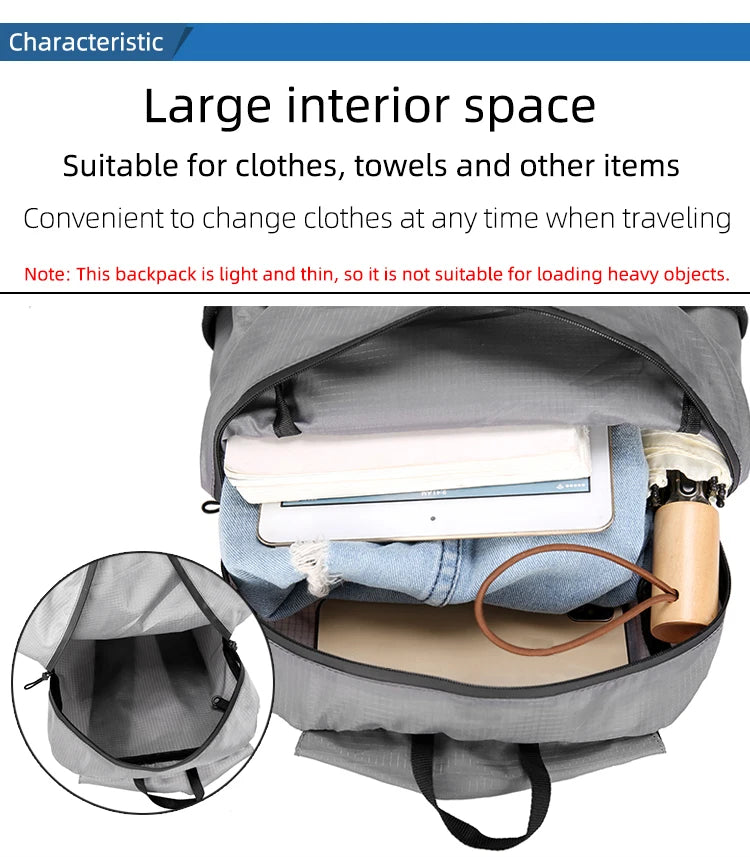 Sac à Dos Pliable 20L – Ultraléger, Portable, Idéal Randonnée, Escalade, Cyclisme et Voyage