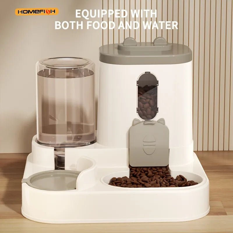 Distributeur 2-en-1 Nourriture et Eau pour Chat – Automatique, Design Mignon