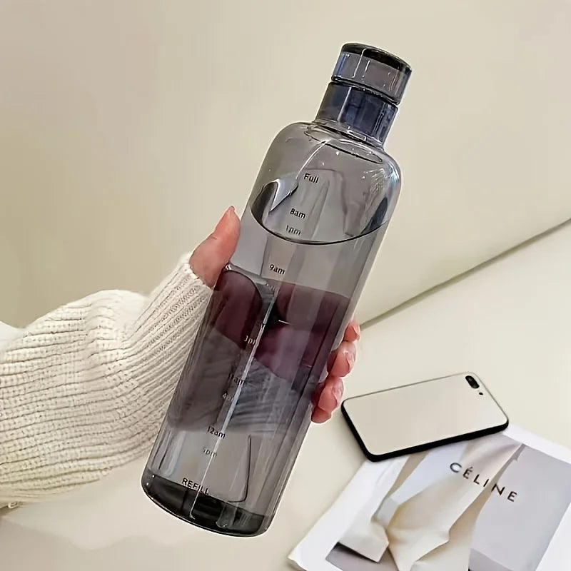 Gourde Sport 500ml en Plastique PC avec Marqueurs Horaires – Étanche, Résistante aux Chocs, Sans BPA – Gym, Voyage, Plein Air