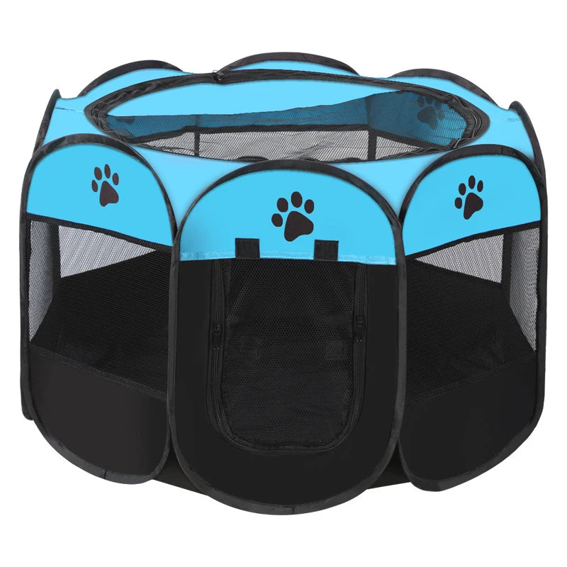 Tente Pliable pour Animaux – Niche Octogonale d'Extérieur avec Clôture pour Chien, Chat et Chiot