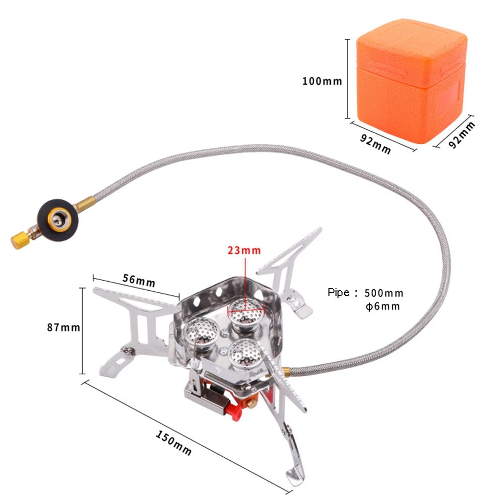 Réchaud à Gaz Camping – Brûleur Puissant 5800W, Pare-Vent, Allumage Auto  Randonnée & Outdoor