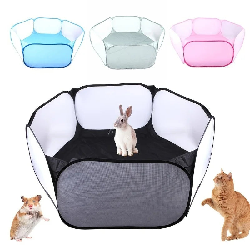 Cage Portable Transparente pour Petits Animaux – Tente Pliable pour Chien, Hamster, Lapin et Cochon d'Inde