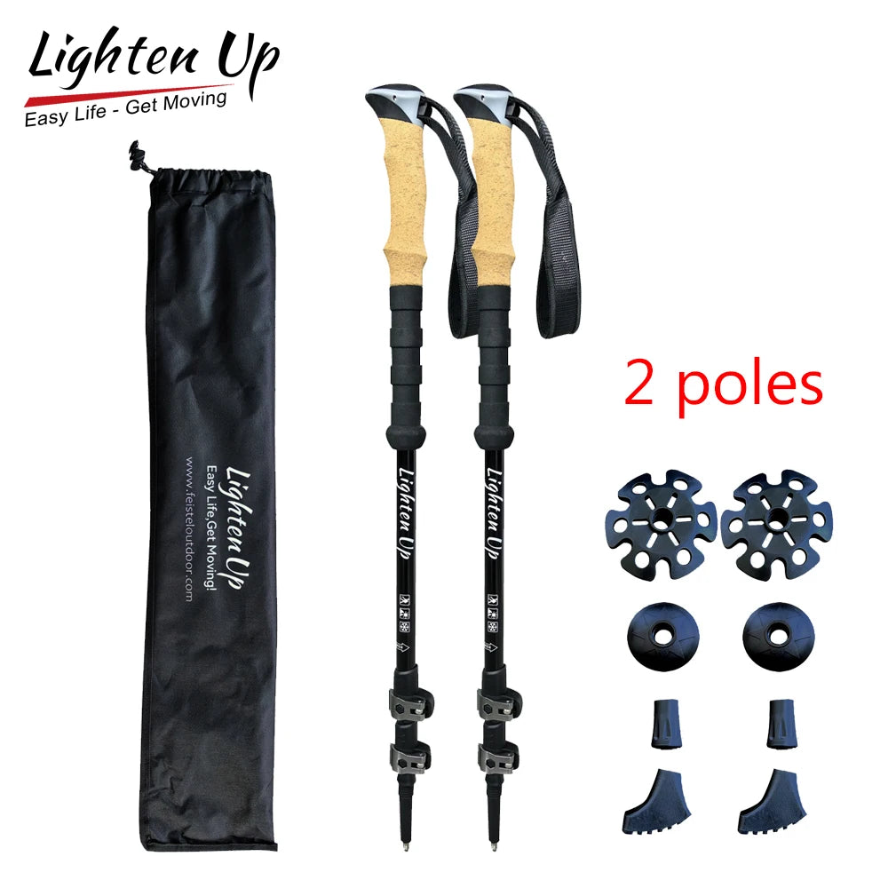 Bâtons de Randonnée Ultra-Léger – Carbone ou Aluminium, Pliables Télescopiques, 65–134 cm (Lot de 2)