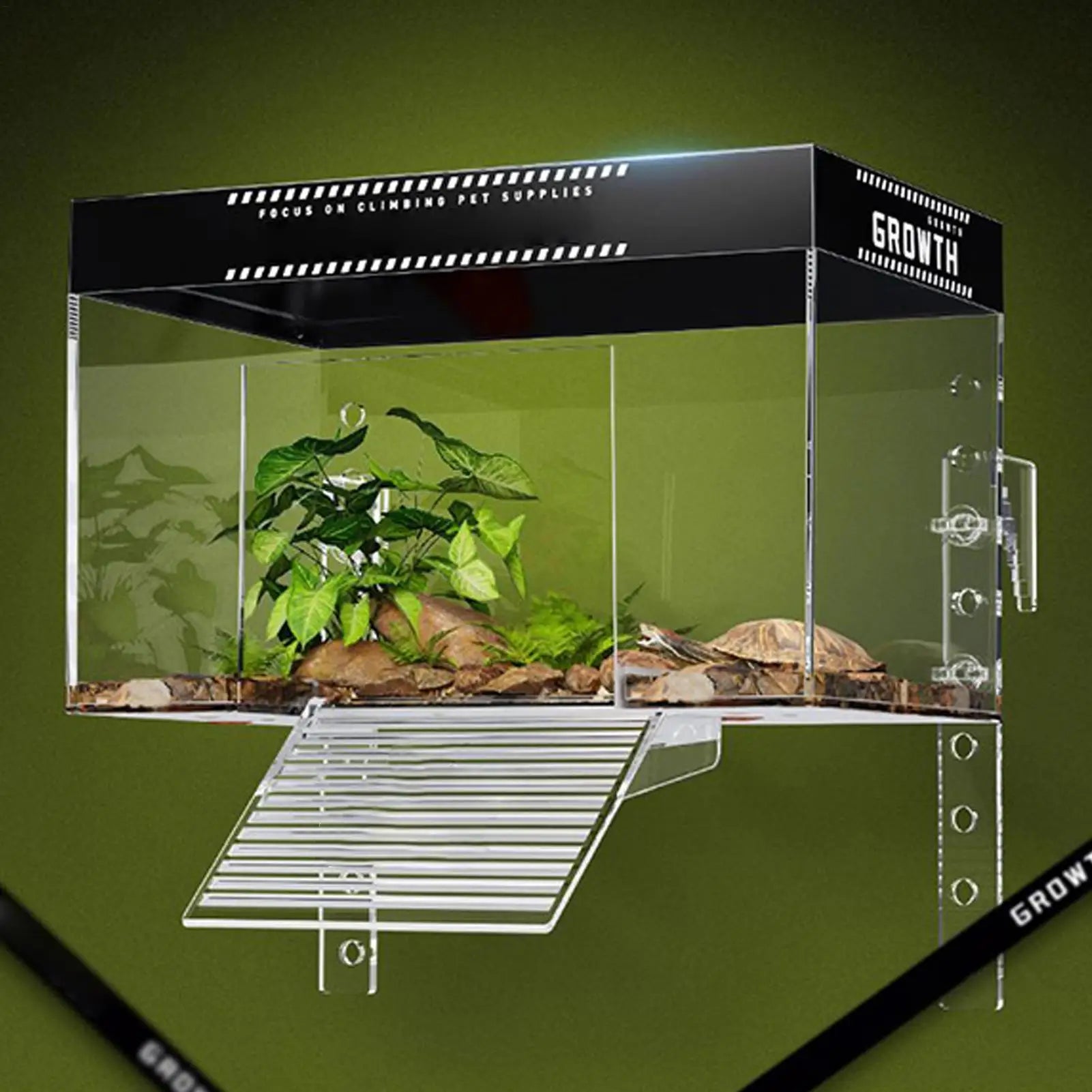 Zone de Bain de Soleil pour Tortue avec Rampe – Plateforme sur Aquarium, Repos Reptile, Habitat Tortue