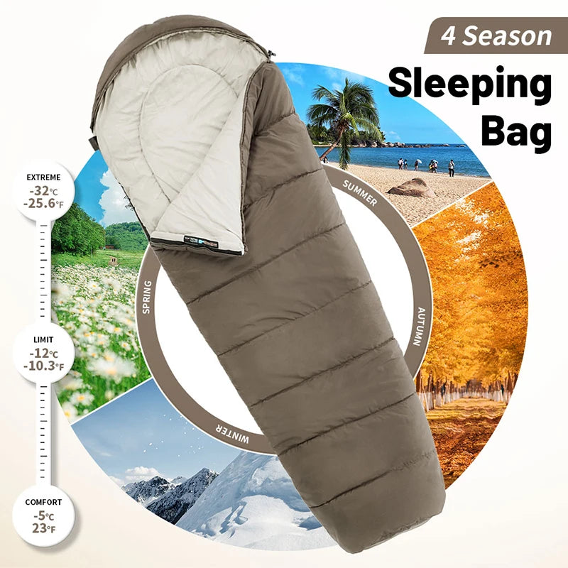 Sac de Couchage MJ300 -1°C Léger MJ600 -12°C Momie – Camping, Randonnée, Alpinisme, Printemps Automne Hiver