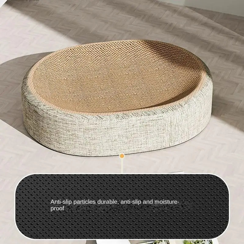 Griffoir Ovale pour Chat en Sisal – Lit Grattoir Multifonction, Tapis de Repos pour Chats d'Intérieur