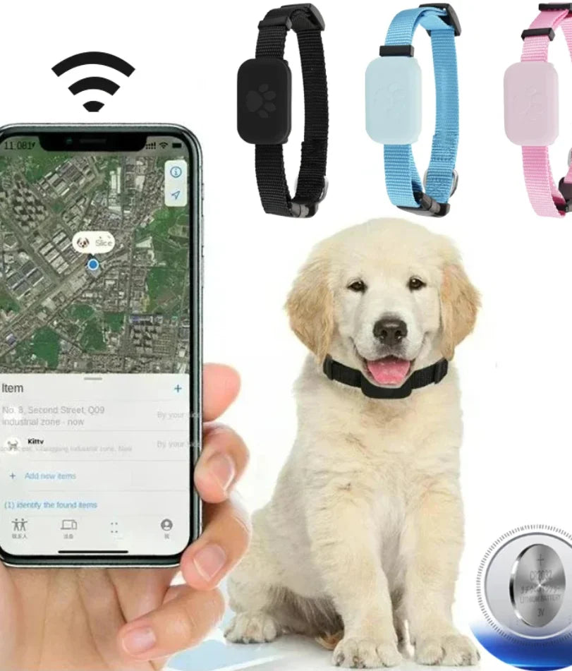 Collier Traceur GPS Bluetooth pour Animal – Mini Tracker Anti-Perte pour Chat et Chiot, Localisation Mondiale à Distance