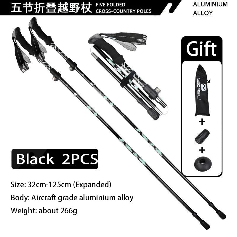 Bâtons de Randonnée Télescopiques Ultralégers Pliables – Nordic Walking & Trekking 32-125 cm