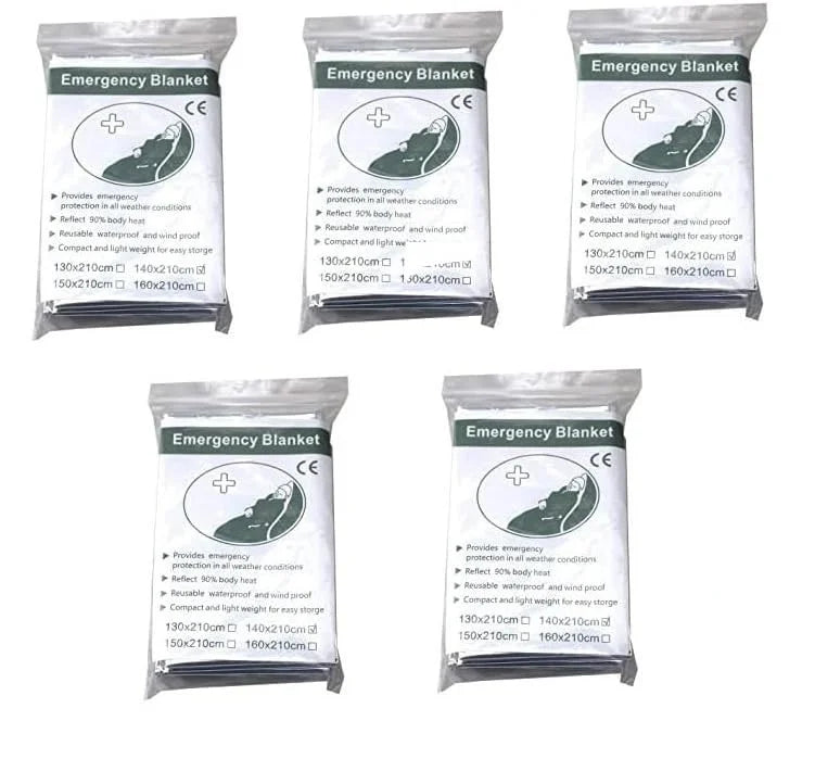 Kit de Survie Isotherme Outdoor – Couvertures d'Urgence (5 pcs), Sac de Couchage, Tente & Poncho de Survie