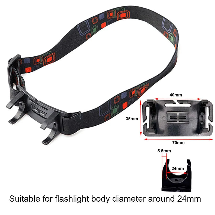 Bandeau Frontal Réglable – Support Élastique pour Lampe de Poche LED, Torche & Lampe Frontale