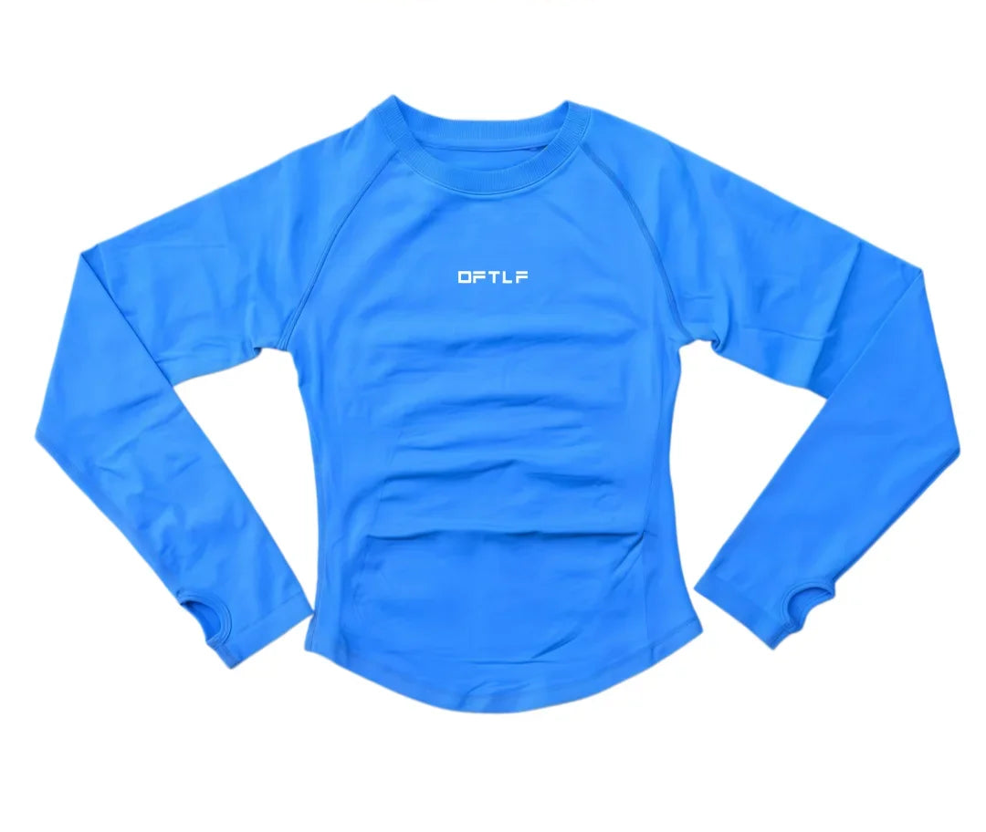 Haut de yoga sans coutures à manches longues pour femmes, t-shirt de compression amincissant, séchage rapide, respirant, élastique, pour la salle de sport, la course et l'entraînement