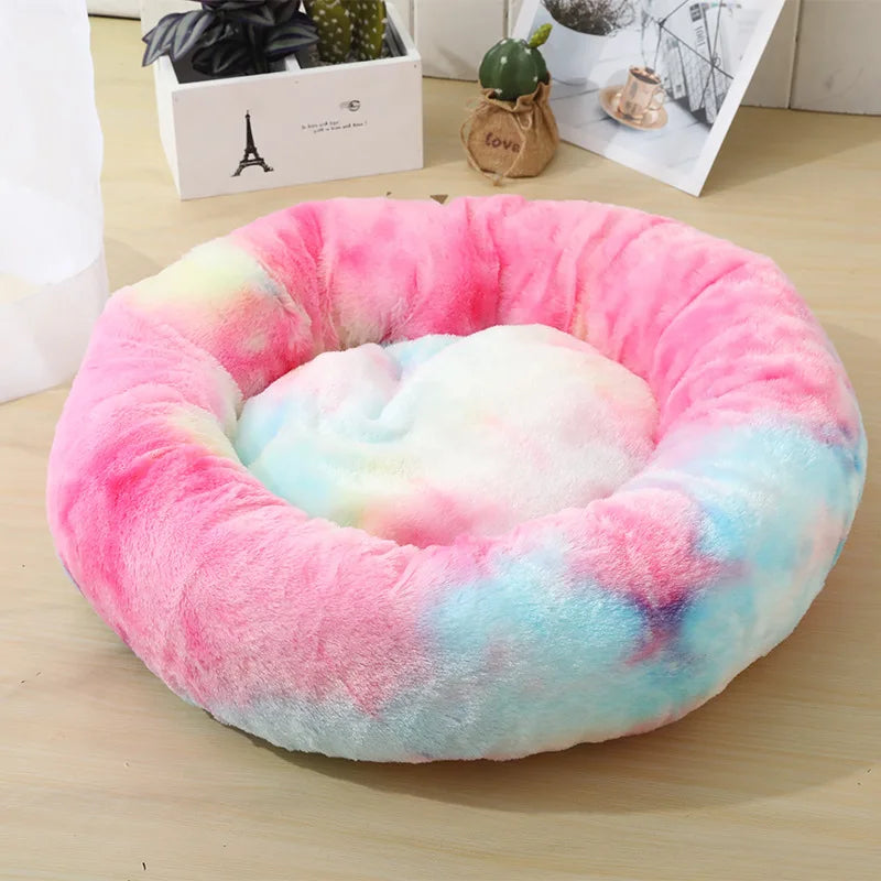 Corbeille Ronde en Peluche Longue pour Chat et Chien – Coussin Sofa Chaud, Idéal pour l'Hiver