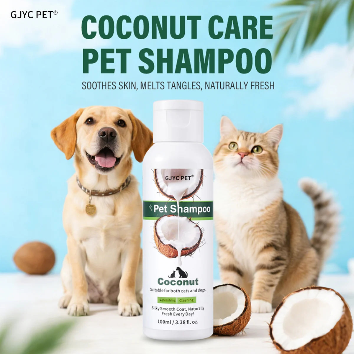 Shampooing à la Noix de Coco pour Animaux – Nettoyage Profond, Déodorant, Doux & Sûr pour Chiens et Chats