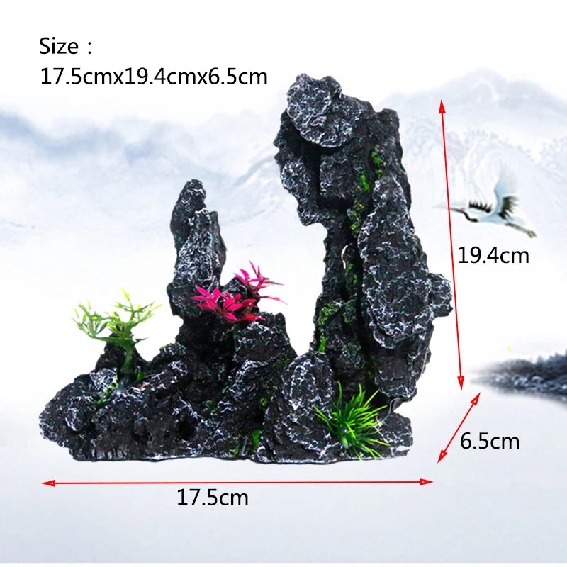 Décoration Aquarium en Résine – Rocaille, Montagne, Grotte, Arbre – Ornement Naturel pour Bac à Poissons